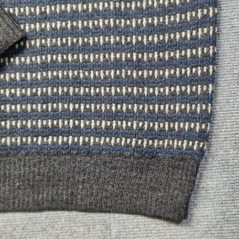 Bobby Jones Players Mens XL 100% Lambswool Quarter Zip Sweater Grey Blue Knit